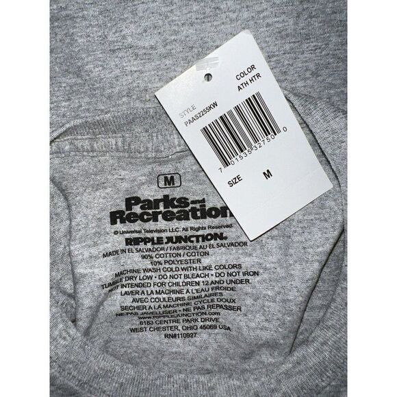 Parks & Recreation Pawnee Eagleton Tip Off Grey T-Shirt Unisex Medium New - Picture 4 of 4